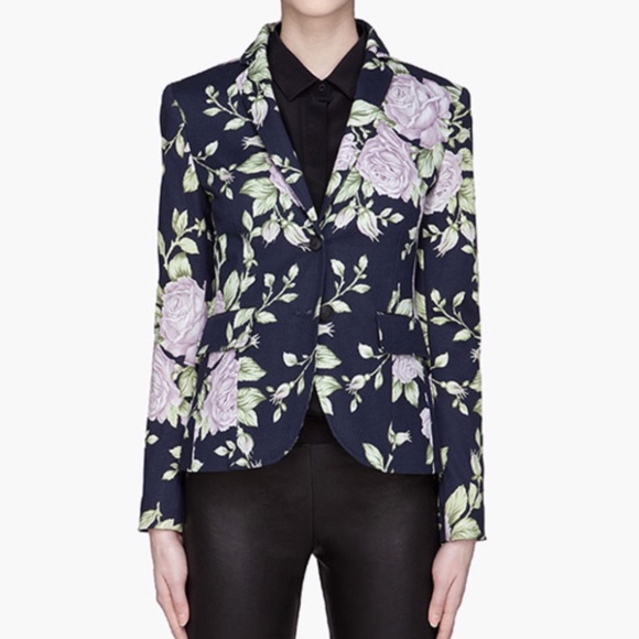 Rag and Bone Navy Blue Floral bailey Chintz print blazer in size 10 - Picture 1 of 6